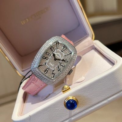 Franck Muller Ladies' Collection 30*40mm 316L Steel Diamond White Gold Pink Band Watch